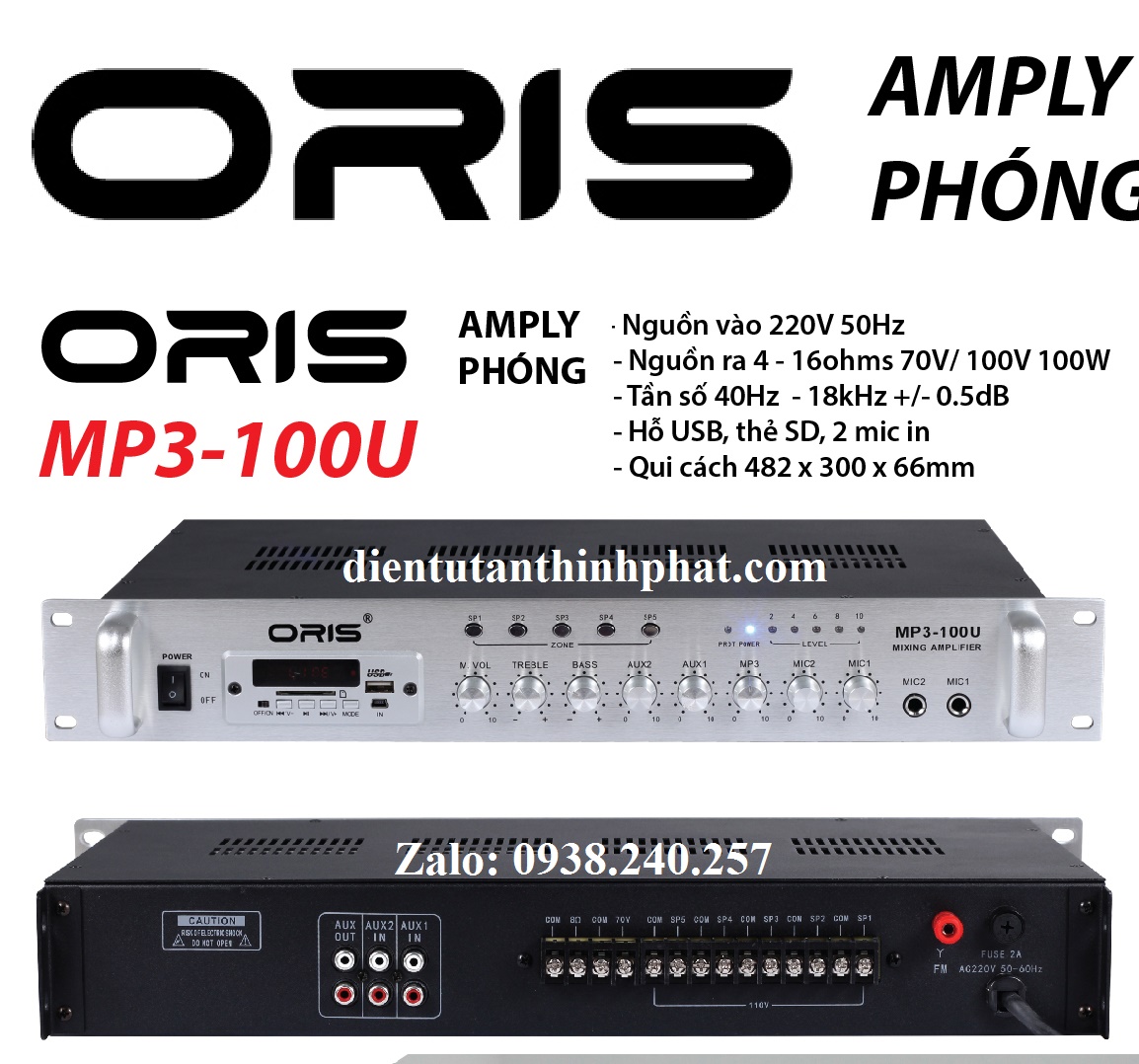 Amply phóng oris MP3-100U công suất 100w