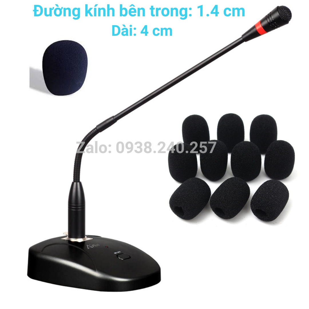 Bông lọc micro hội nghị chắn gió loại mềm cao 4 cm và đường kính bên trong rộng 1.4 cm