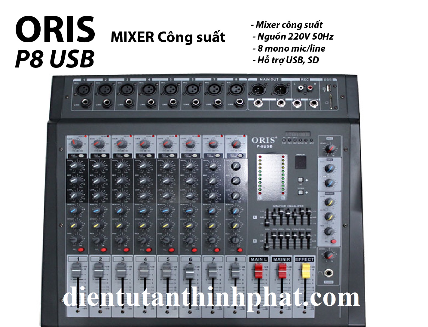 Bàn mixer công suất oris P8 USB