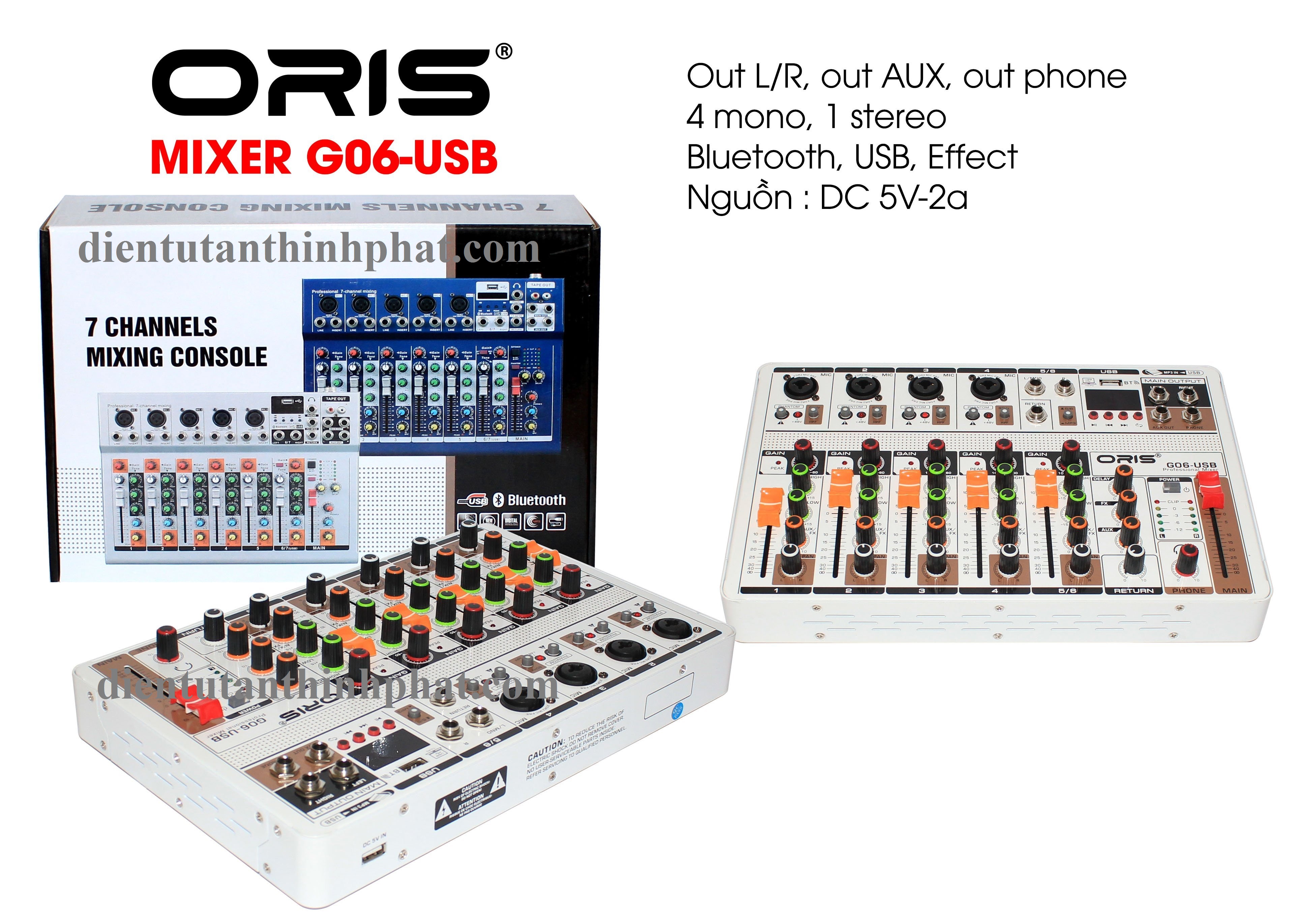 Bàn mixer oris G06-USB màu bạc