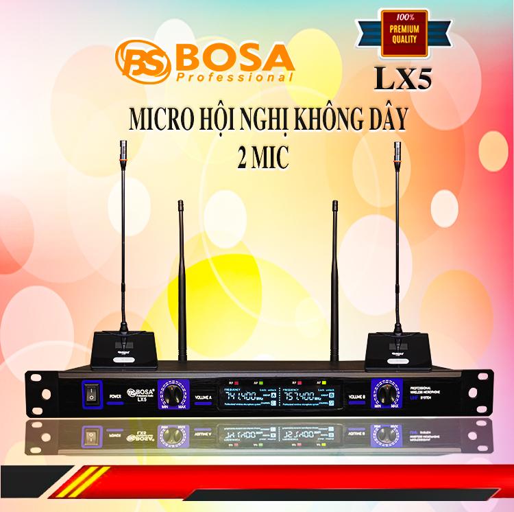 Micro hội nghị không dây chính hãng Bosa LX5, Bộ 02 mic cổ ngỗng sử dụng cho phòng họp hội trường chuyên nghiệp