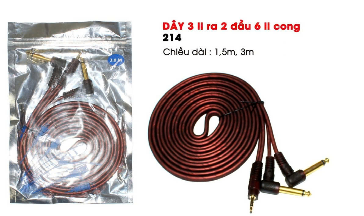 Dây tín hiệu 3 Li ra đầu 6 Li chất lượng cao, Dây Jack bền dài 1.5m đến 3m lõi đồng nguyên chất, truyền tải tín hiệu cực