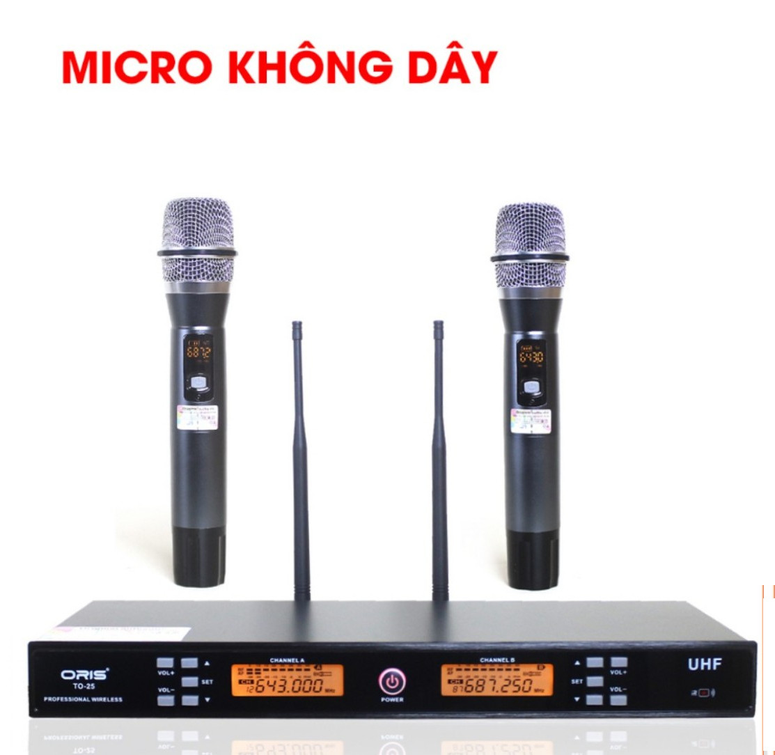 Micro Karaoke không dây hộp sóng ORIS TO-25, mic chống hú hát nhẹ hút giọng chính hãng BH 12 Tháng