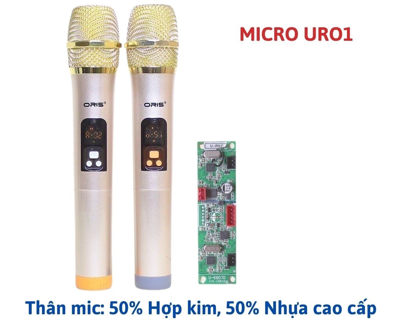 Bộ 2 Micro không dây URO1 cho loa kéo sóng UHF 