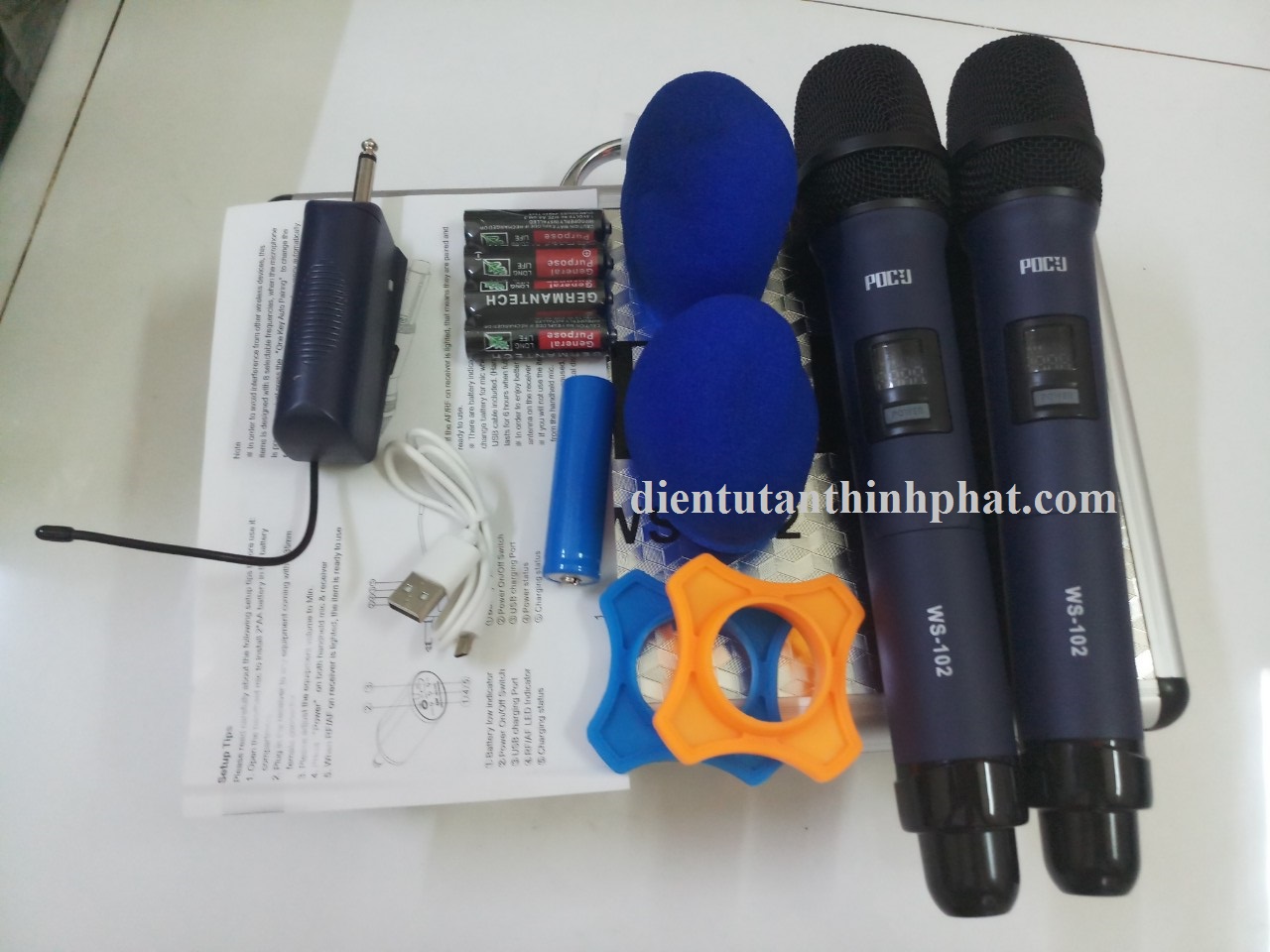 Micro không dây pdcj ws-102 sử dụng cho loa kéo, amply hàng chính hãng