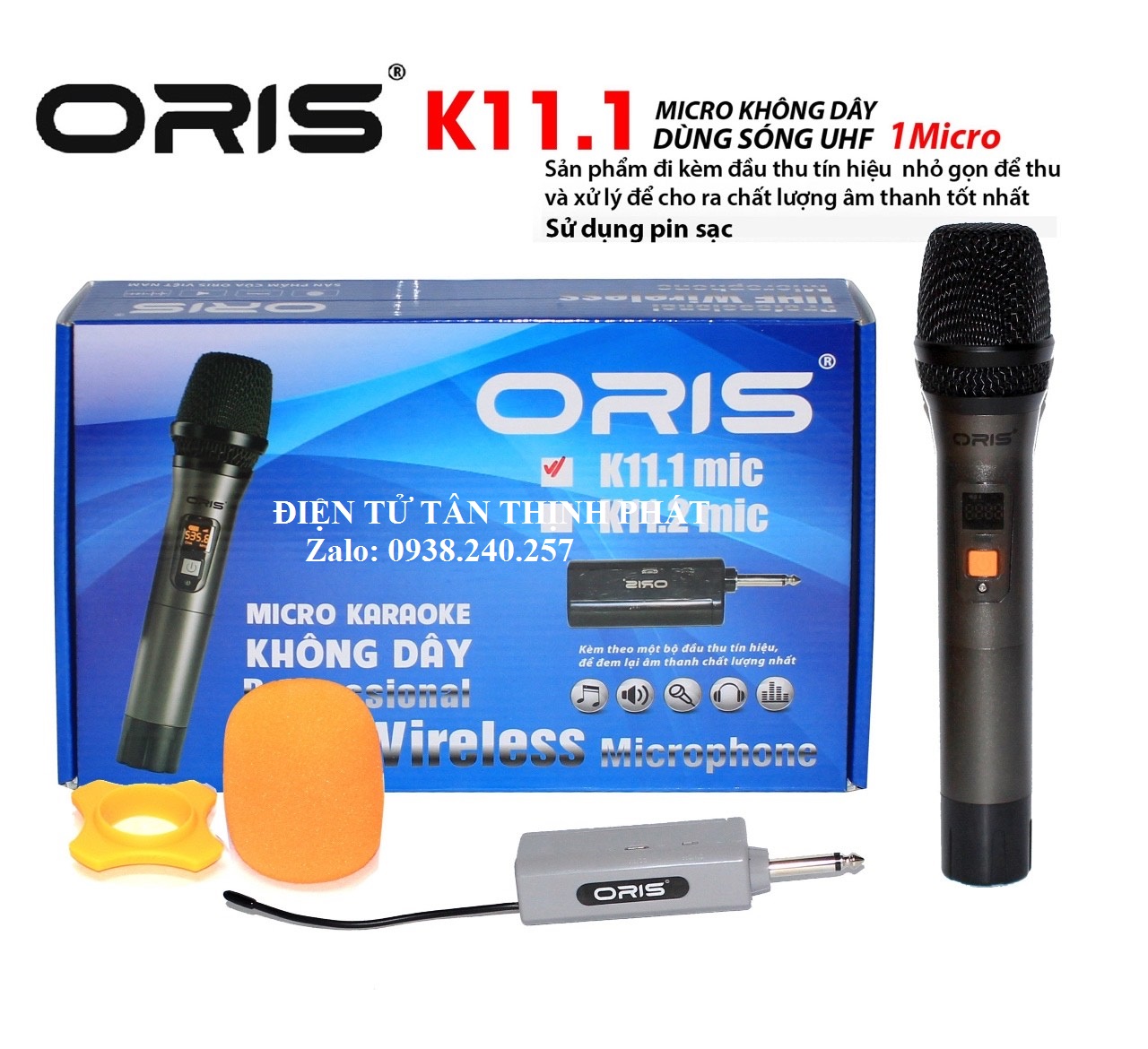 Micro đa năng không dây karaoke chính hãng ORIS K11.1 độ nhạy cao, chống hú tốt