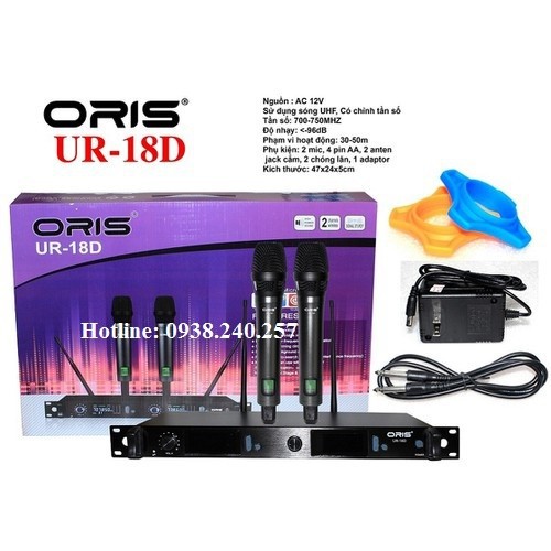 Micro karaoke cao cấp không dây chính hãng ORIS UR-18D, Mic hộp tích hợp Bo xử lý công nghệ cao