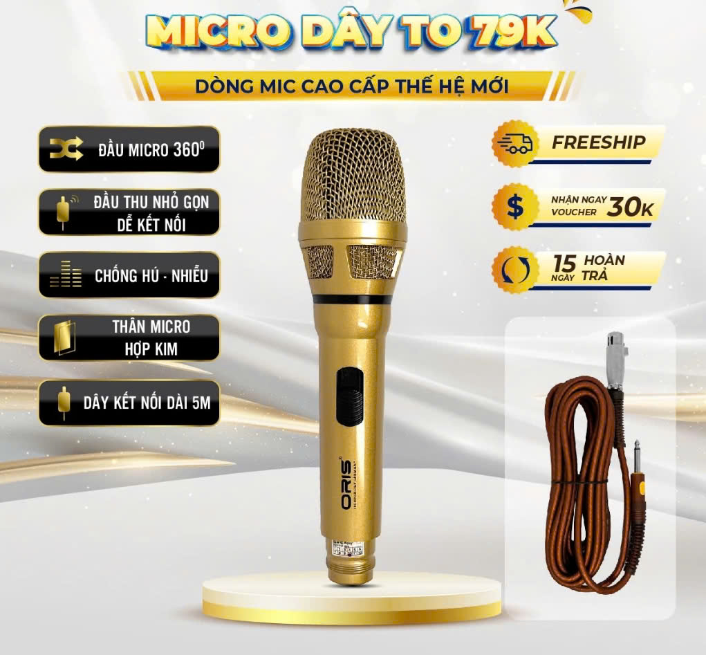 Micro có dây oris TO-79K chống hú rít, hát nhẹ