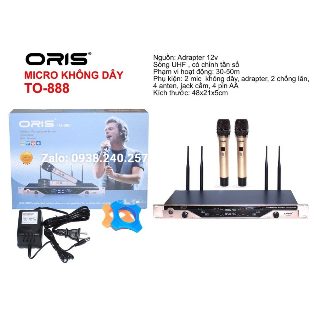 Micro không dây hộp sóng chính hãng ORIS TO-888,Mic karaoke với bo xử lý công nghệ cao, chống hú, hút giọng