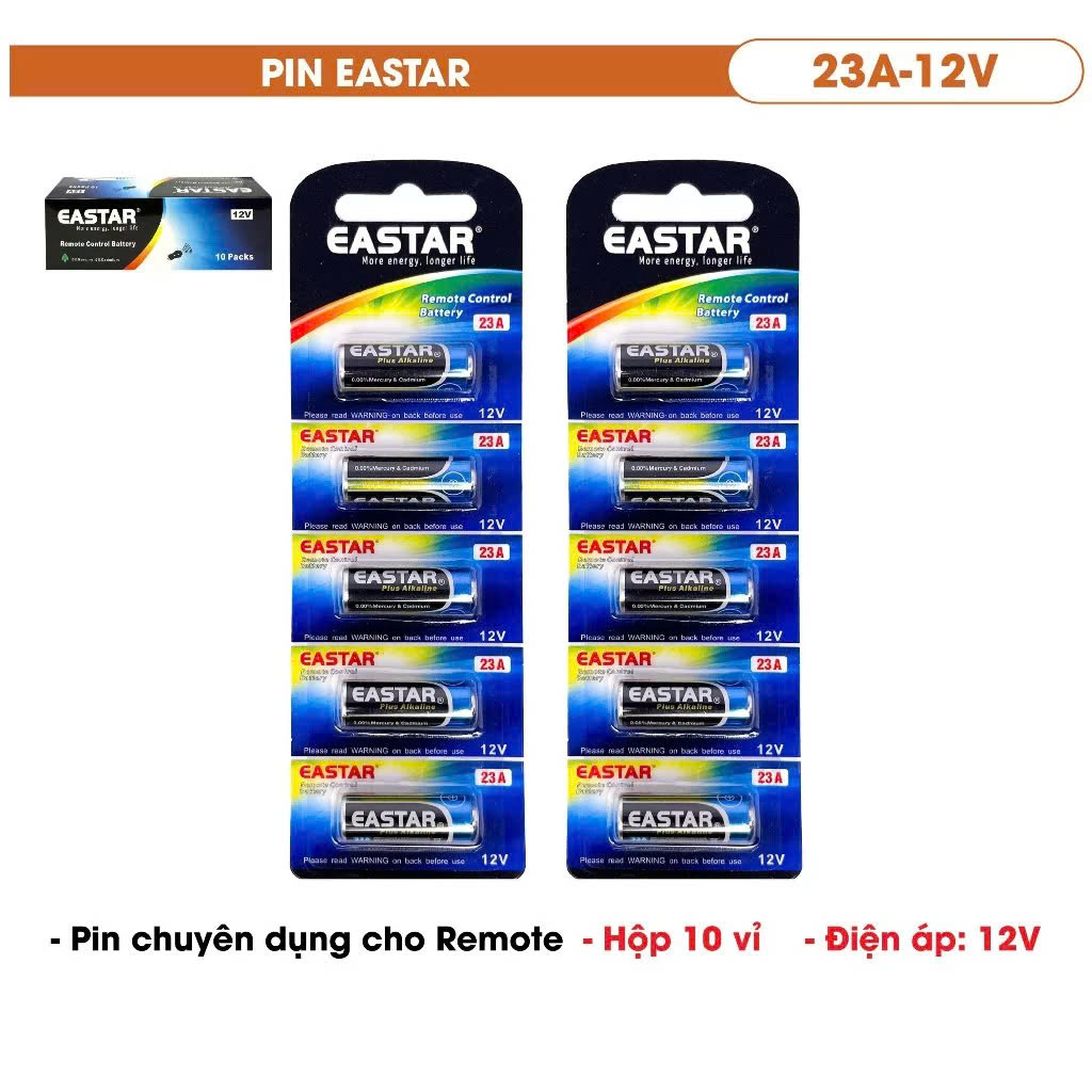 Pin chuyên dụng cho remote điện áp 12V EASTAR cao cấp 23A-12V, 27A-12V