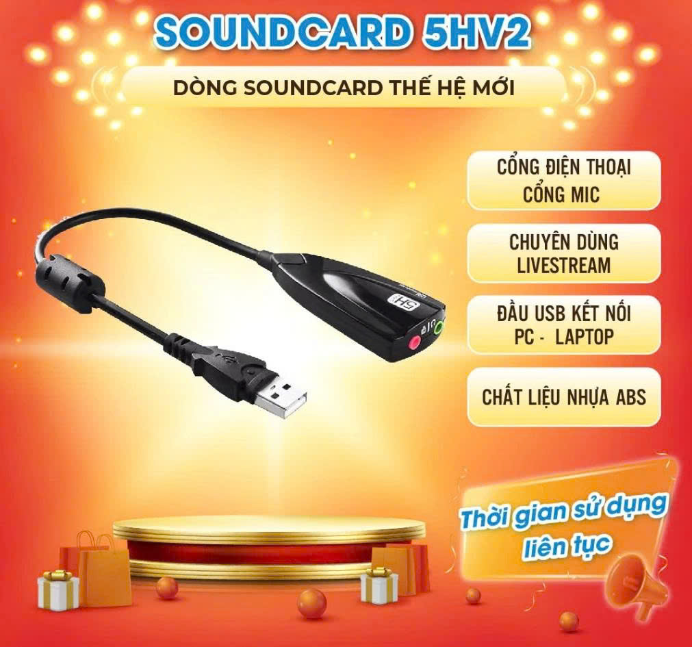 USB Sound card chuyển âm thanh từ cổng USB hỗ trợ kết nối loa và mic cho laptop, PC