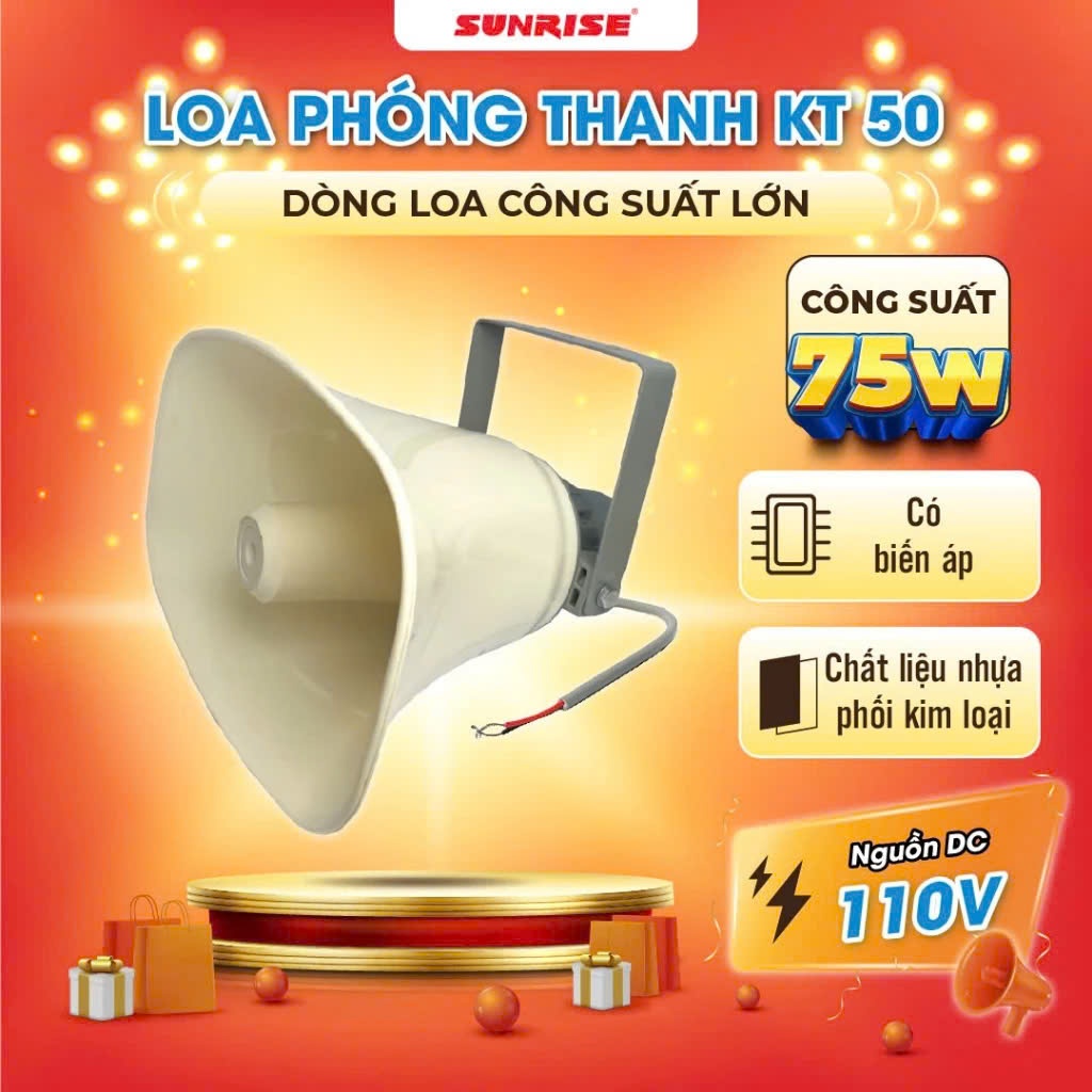 Loa phóng thanh, loa nén Sunrise KT50 có biến áp công suất 75W
