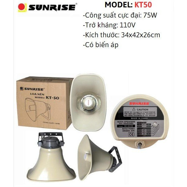 Loa phóng thanh Sunrise KT50 có biến áp công suất 75W