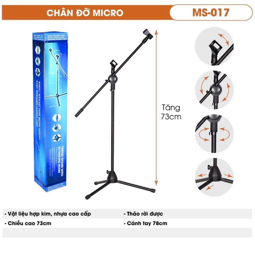 Chân micro đứng ms-017 cho phòng thu, sân khấu, nói chuyện