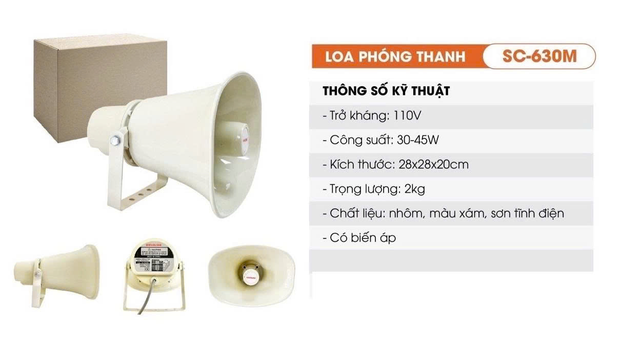 Loa Phóng Thanh sunrise SC-630M Có Biến Áp công suất 45W