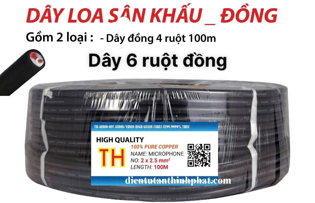 Dây loa sân khấu lõi đồng cuộn dài 100m