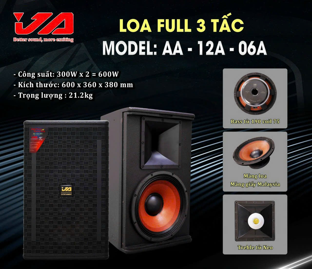 Loa full 3 tấc JA AA-12A-06A (FULL 3 TẤC)