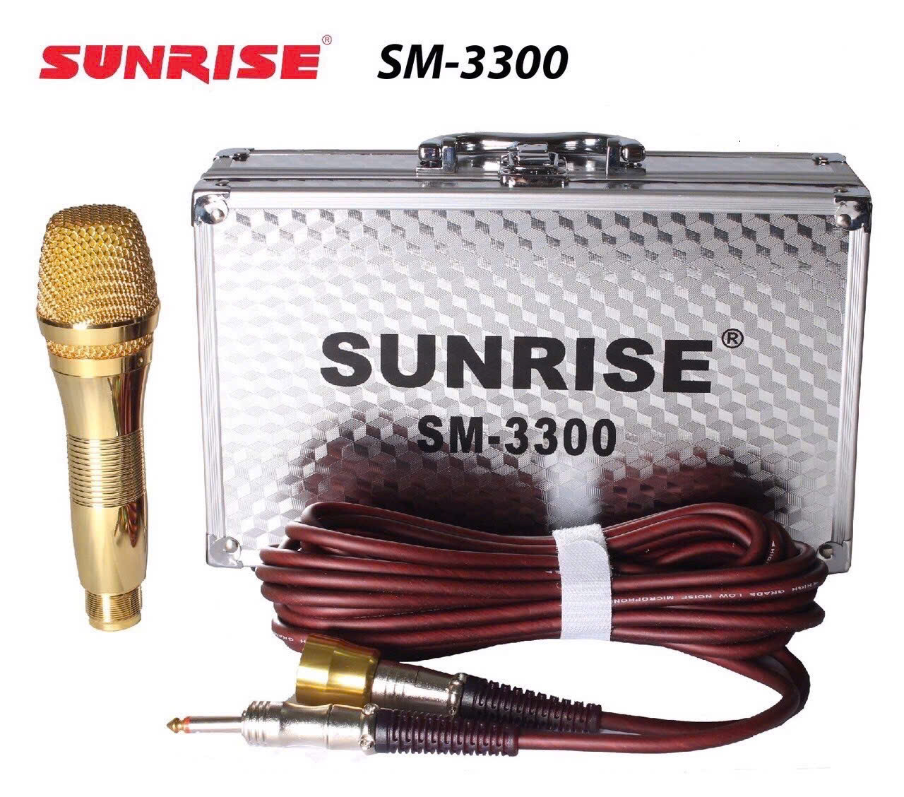 Micro có dây karaoke sunrise sm-3300 hát nhẹ, bắt giọng hay, mic kèm dây zin dài 5m chống gãy bền bỉ