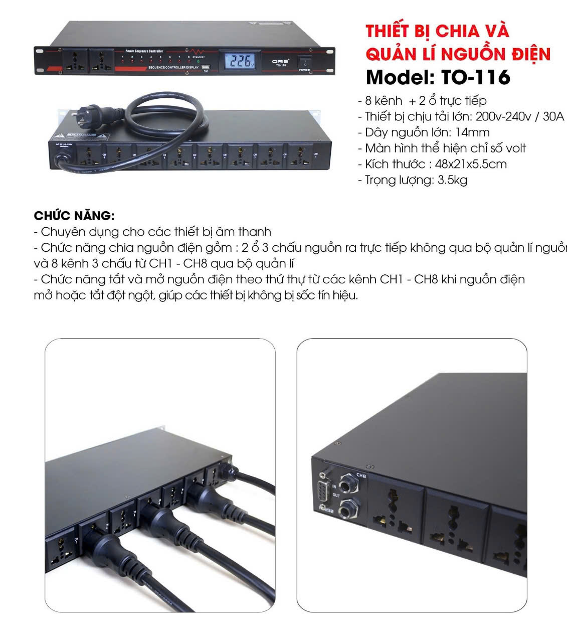 Chia nguồn, quản lý nguồn điện, ổn áp nguồn điện oris TO-116 10 cổng