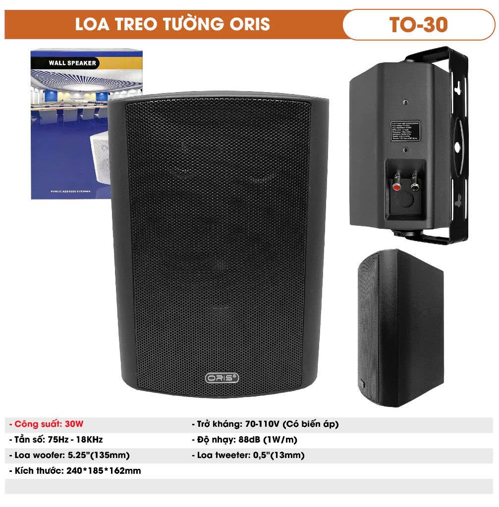 Loa Treo Tường chính hãng Oris TO 30, công suất 30W, Chuyên Dụng Cho Quán Cafe, Nhà Hàng, Salon Tóc, Viện Thẩm Mỹ, Lớp học, bảo hành 12 tháng