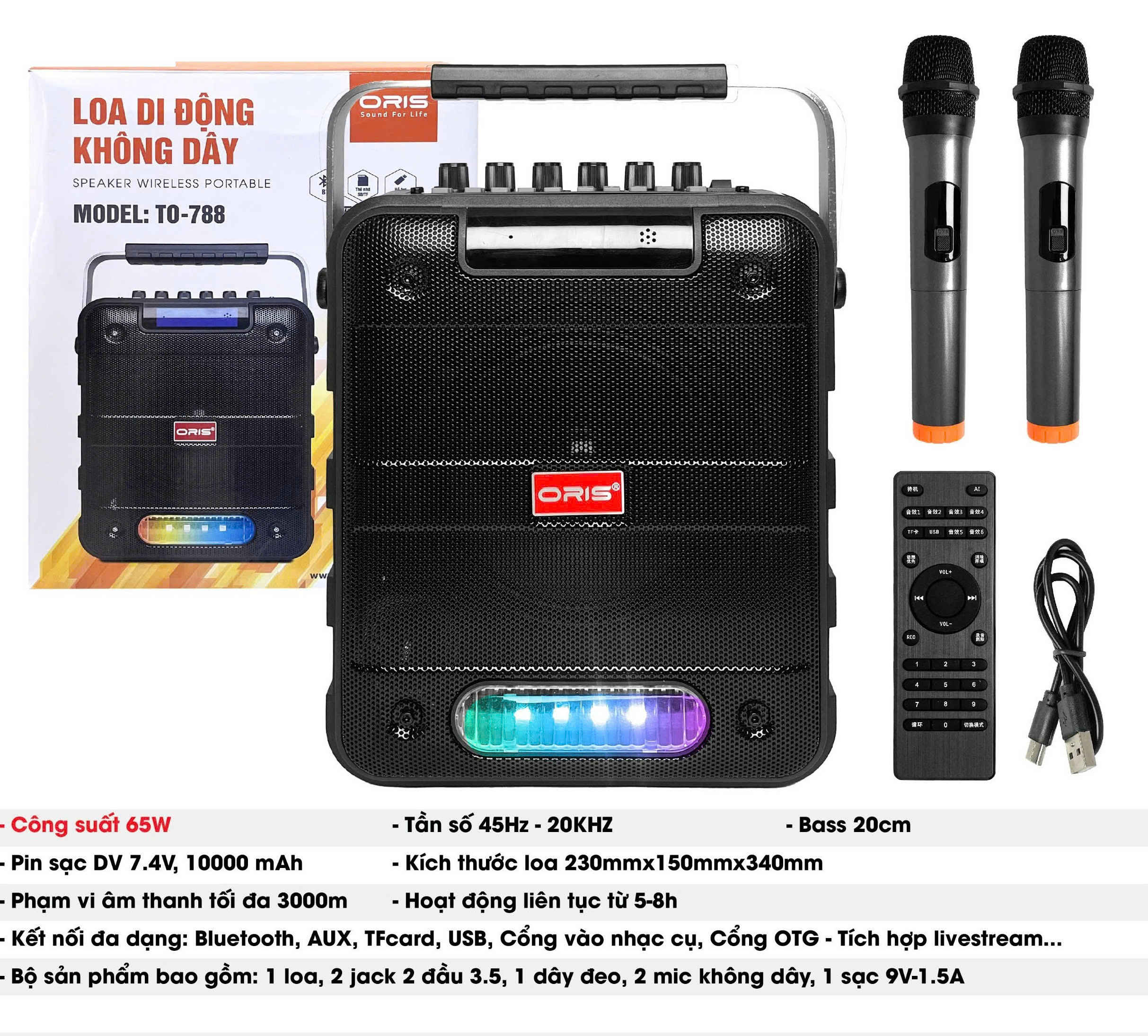 Máy trợ giảng không dây, máy dạy học ORIS TO-788 có bluetooth hỗ trợ giảng dạy, nói to rõ, âm thanh trung thực
