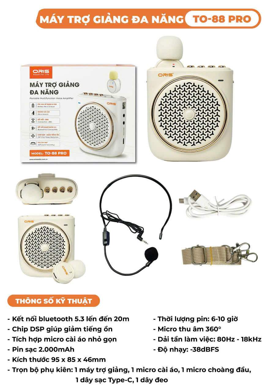 Máy Trợ Giảng ORIS TO-88 PRO – Nhỏ Gọn, Âm Thanh Mạnh Mẽ
