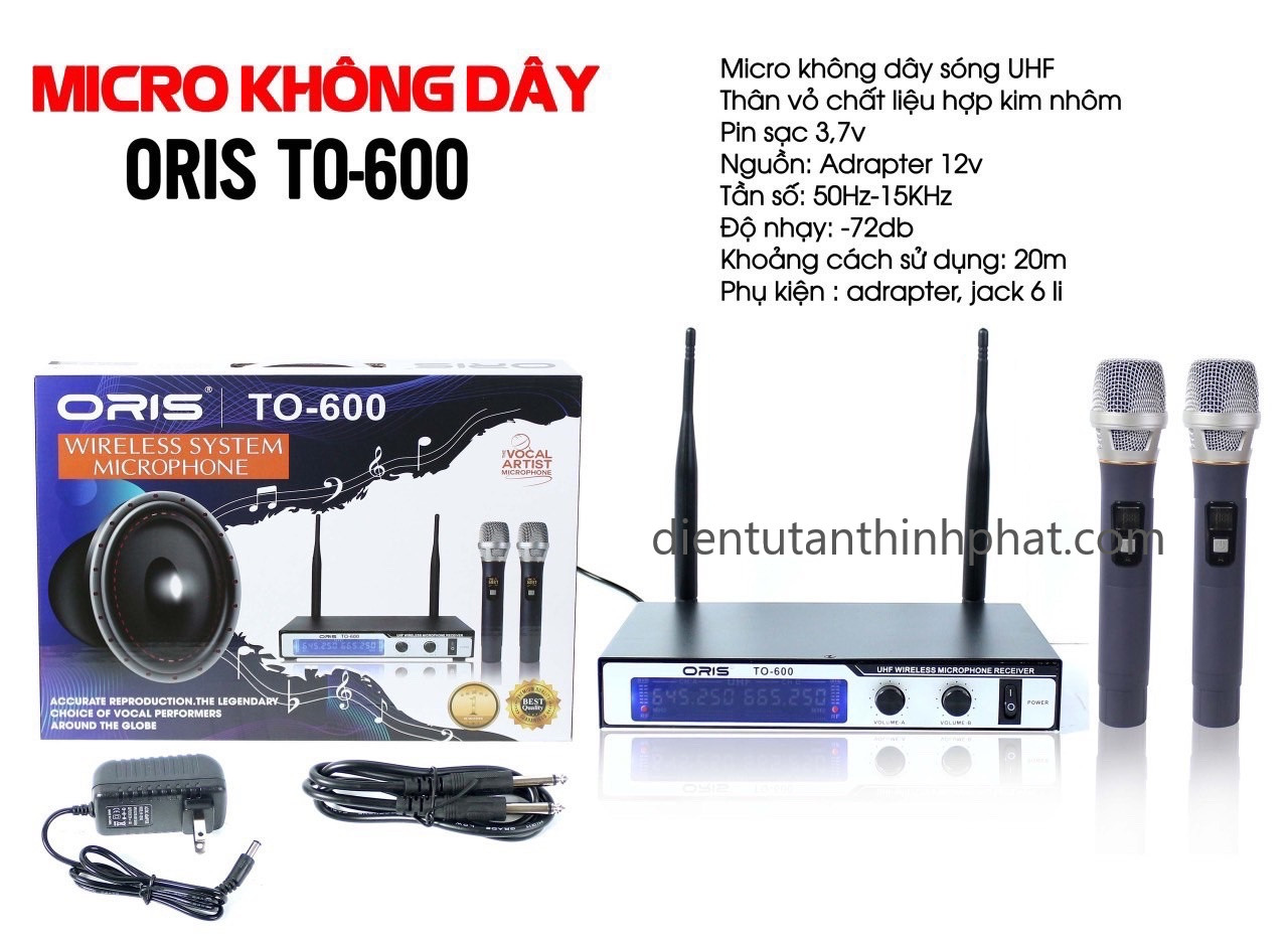 Micro karaoke hộp sóng không dây chính hãng ORIS TO-600 hát nhẹ, hút giọng, âm thanh trung thực