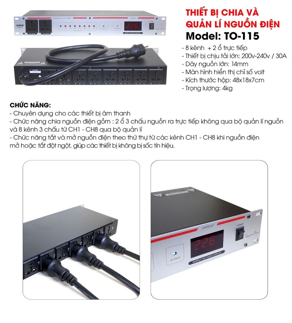 Thiết bị quản lý nguồn điện oris TO-115 có màn hình hiển thị