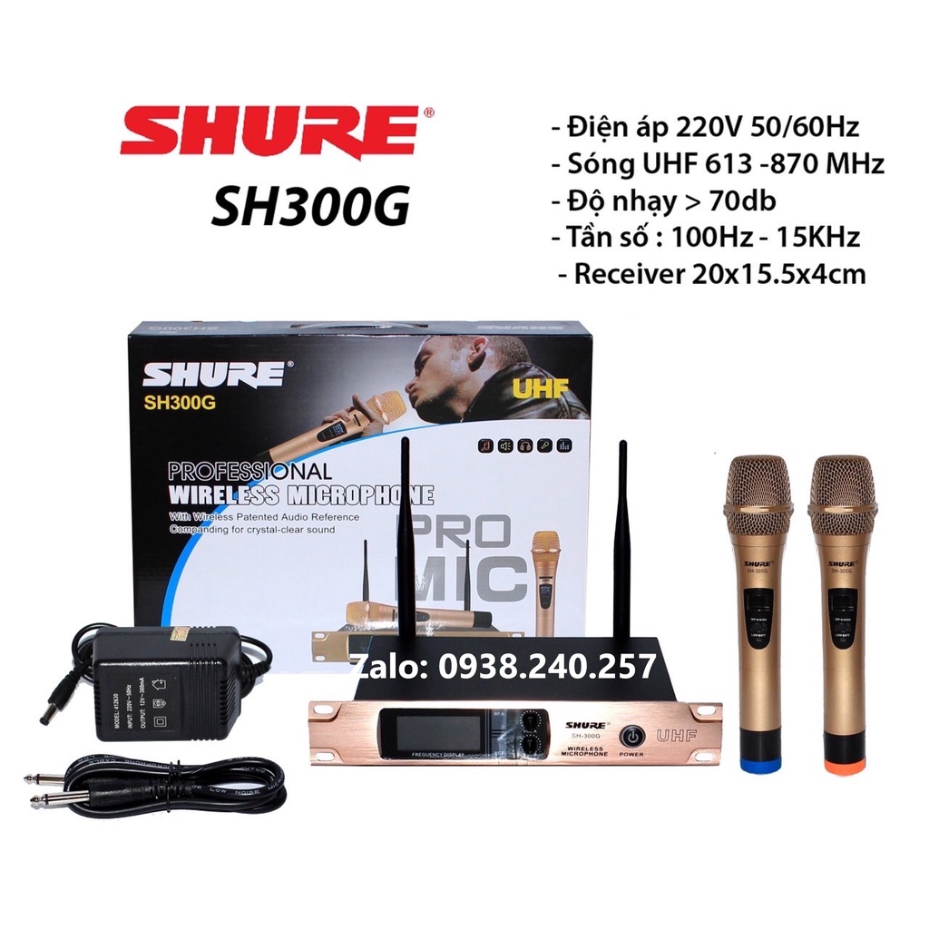Micro không dây karaoke shure SH300G hàng cao cấp loại 1