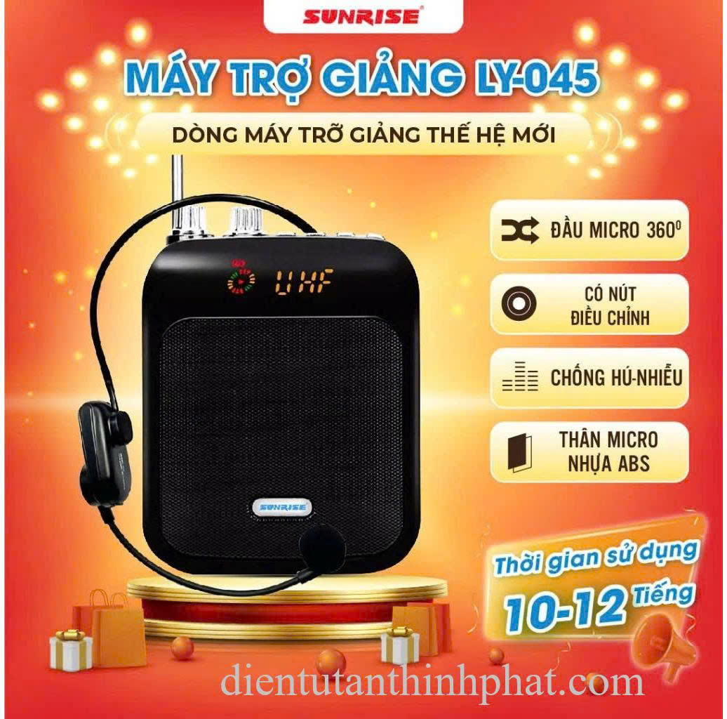 Máy trợ giảng, dạy học, giảng dạy sunrise LY-045S có bluetooth, usb, TF, AUX