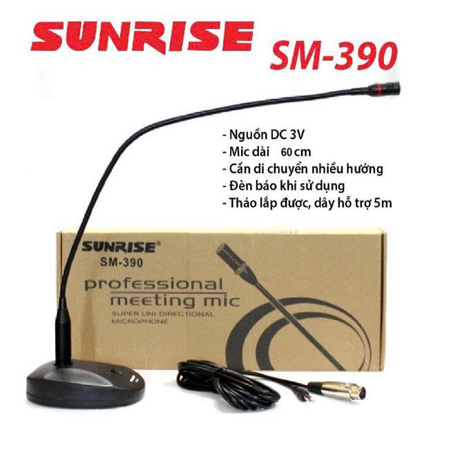 Micro hội nghị, cổ ngỗng có dây sunrise SM-390 cần micro dài 60 cm