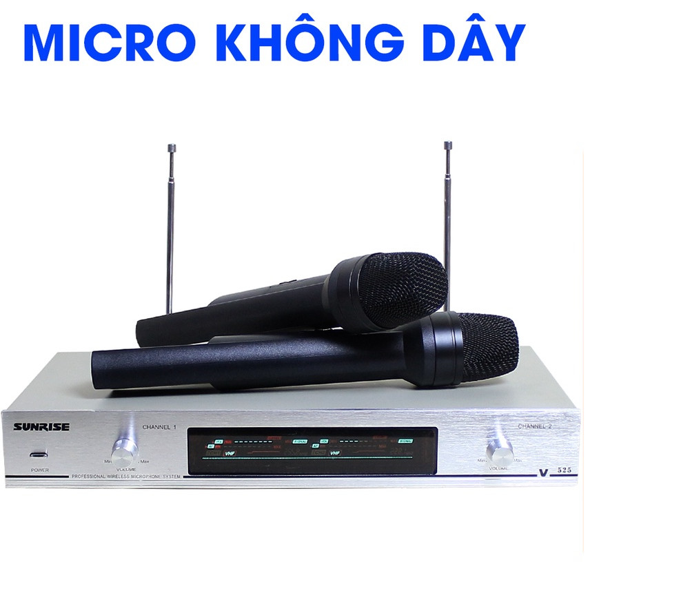 Micro không dây chính hãng Sunrise SM-525, Mic karaoke vẻ ngoài sang trọng, hát hay, hút giọng không bị rè, hú